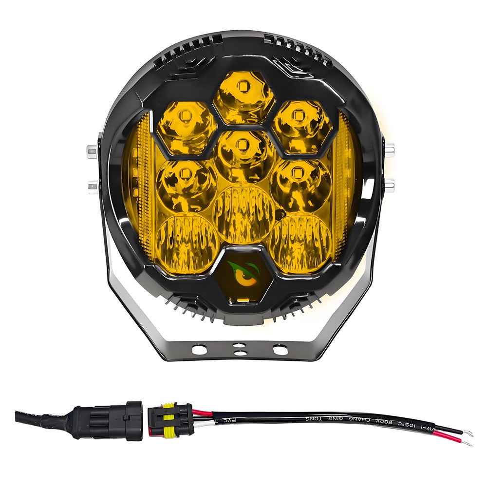 E7 Plus 1Pc 7 Inch Car Daytime Running Light Side Flash Spotlight Waterproof Motorcycle LED Headlight - Yellow Light