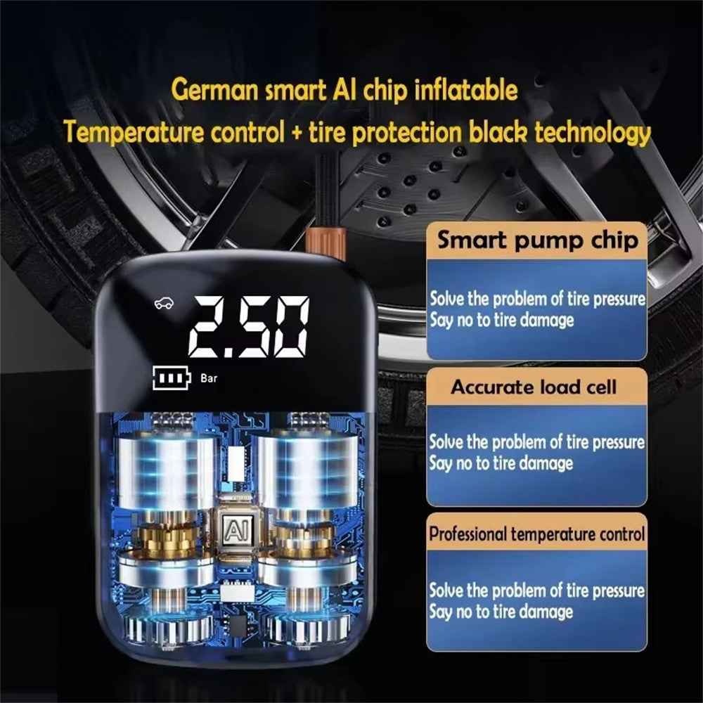 100W 150PSI Car Tire Inflator Digital Display Portable Electric Air Compressor for Motorcycle / Bike / Ball