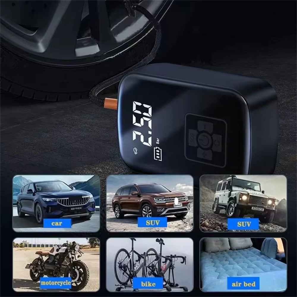 100W 150PSI Car Tire Inflator Digital Display Portable Electric Air Compressor for Motorcycle / Bike / Ball