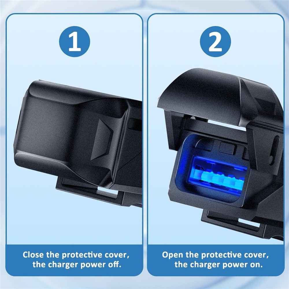 18W 5V / 3A Motorcycle Handlebar USB Charger IP66 Waterproof SAE to USB Fast Charging Adapter