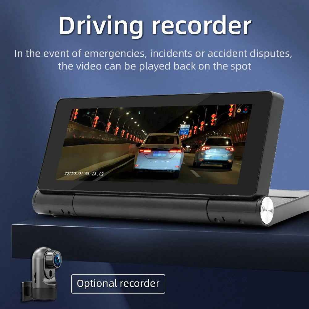 B5369 Car MP5 Player 6.86 Inch 180 Degree Flip Screen Bluetooth-compatible CarPlay Dash Cam DVR