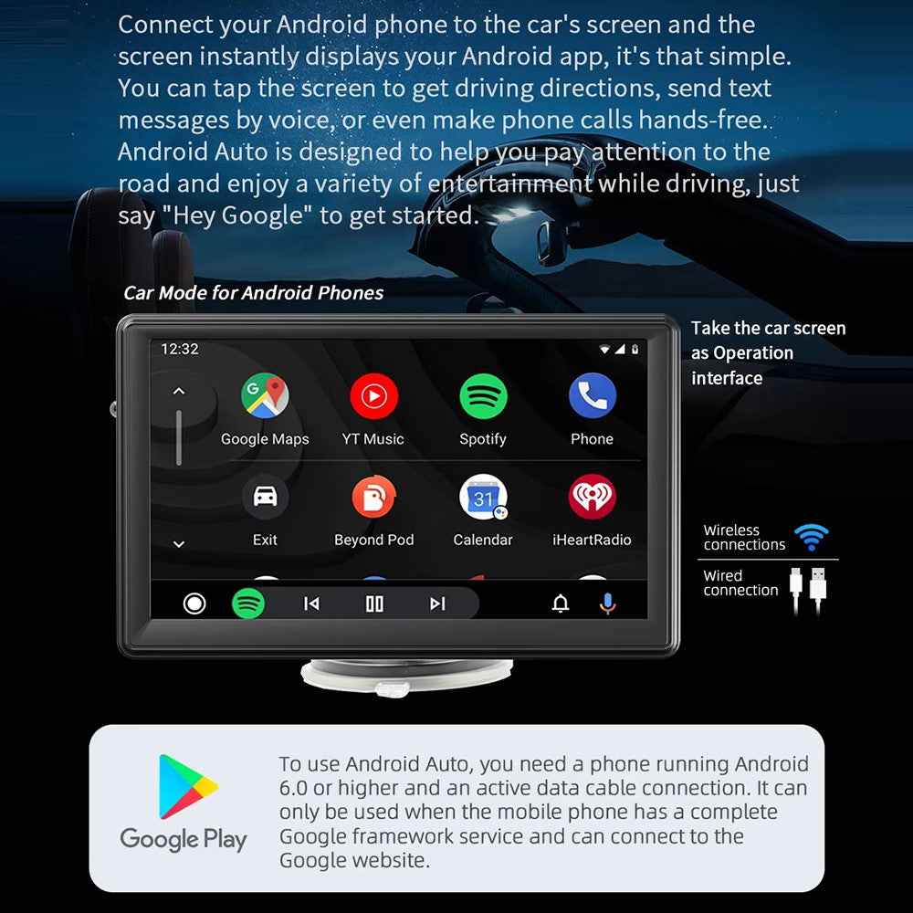 B500W 7 Inch Smart Voice Control Wireless CarPlay MP5 Player FM Transmitter with AHD Function (No Camera)