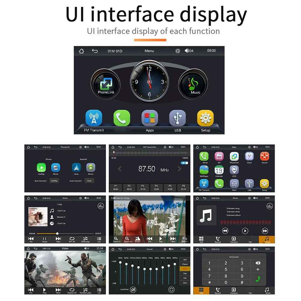 B600A 7 Inch Portable Wireless CarPlay with AHD Function Multiple Media Support Car MP5 Player (No Camera)