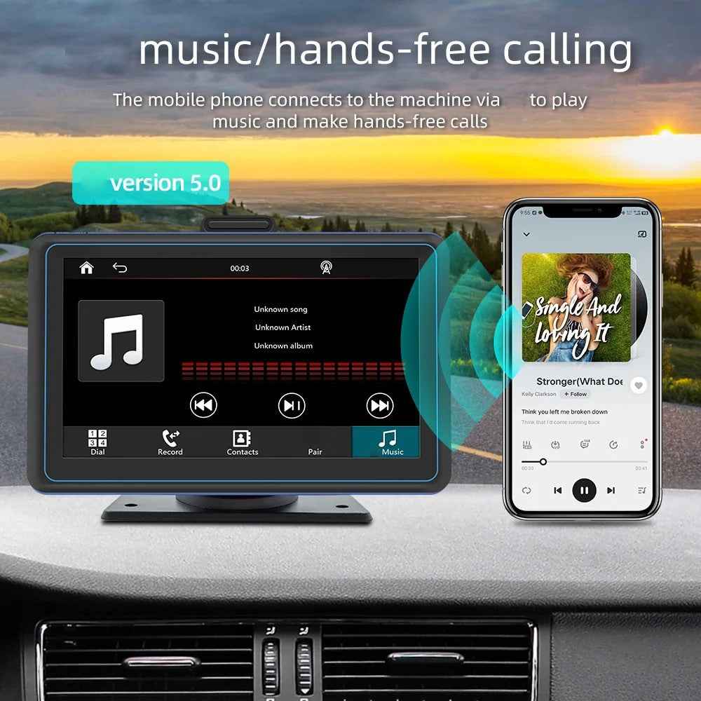 B5307 Wireless CarPlay 7 Inch HD Screen Portable Car Navigation Bluetooth-compatible MP5 Player