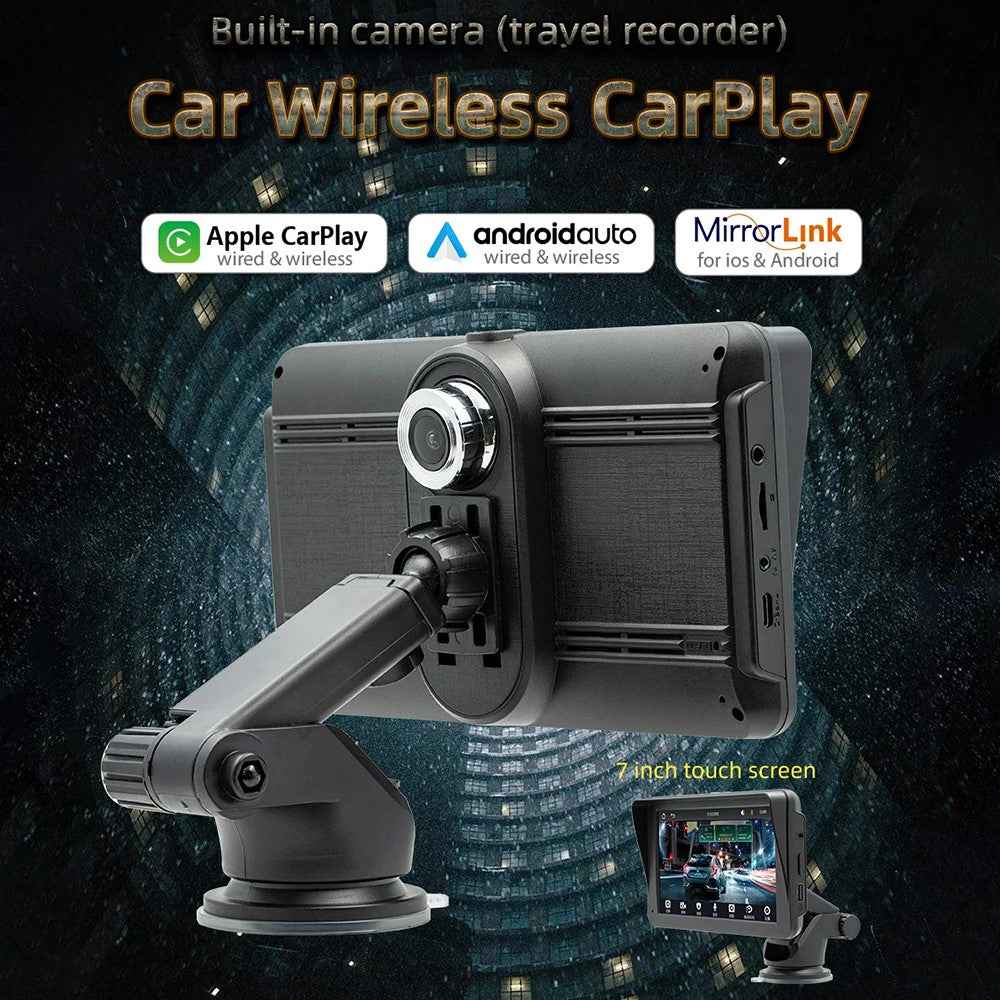 B5570R 7 Inch HD Touch Screen Wireless CarPlay Bluetooth-compatible Car MP5 Player Built In Driving Recorder