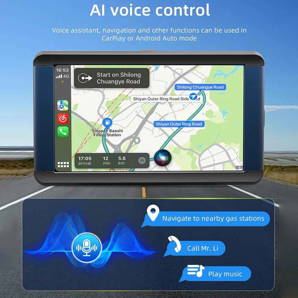 B300R 7 Inch Portable Car MP5 Player Built In Driving Recorder Bluetooth-compatible Wireless CarPlay