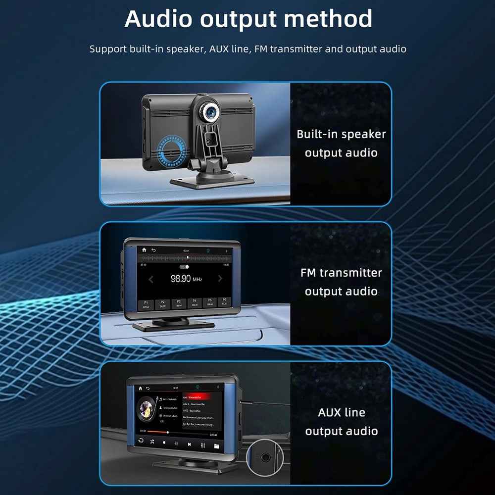 B300R 7 Inch Portable Car MP5 Player Built In Driving Recorder Bluetooth-compatible Wireless CarPlay