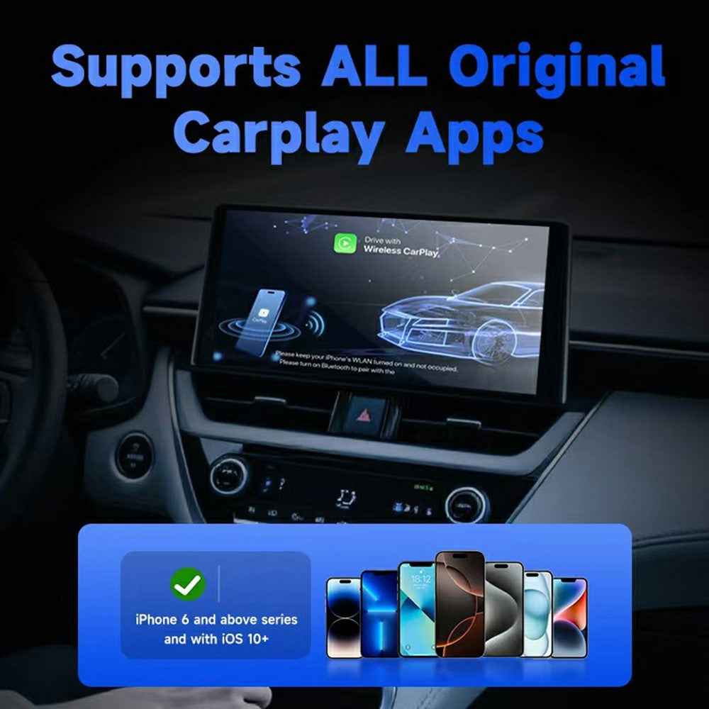 28 Mini 2 in 1 Wireless CarPlay Android Auto Adapter for Wired CarPlay Android Auto Vehicles Upgrade to Wireless - Black