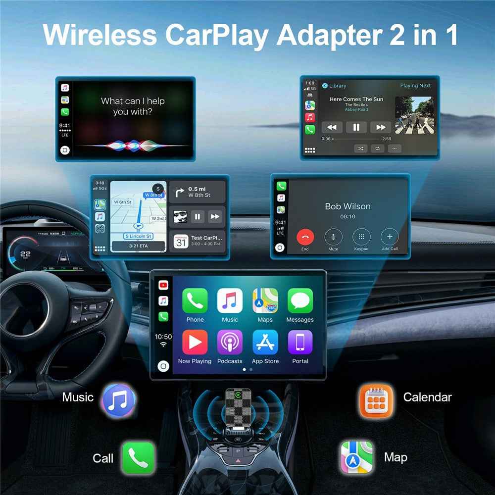 57 2 in 1 Wired to Wireless CarPlay Android Auto Adapter Cars Upgrade Converter
