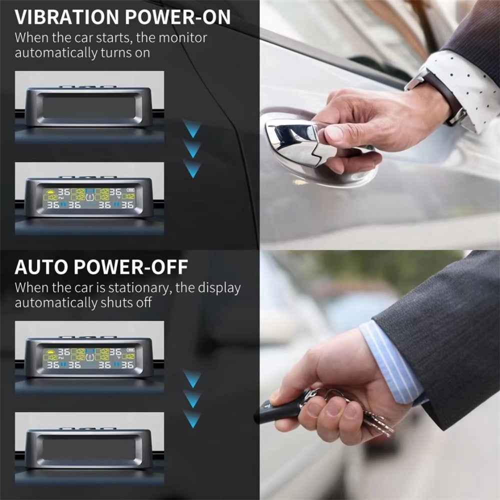 T12 6 Tires TPMS for RV Truck 0-144 PSI Car Tire Pressure Monitoring System, with 6 External Sensors