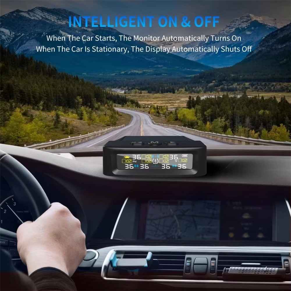 T12 6 Tires TPMS for RV Truck 0-144 PSI Car Tire Pressure Monitoring System, with 6 External Sensors
