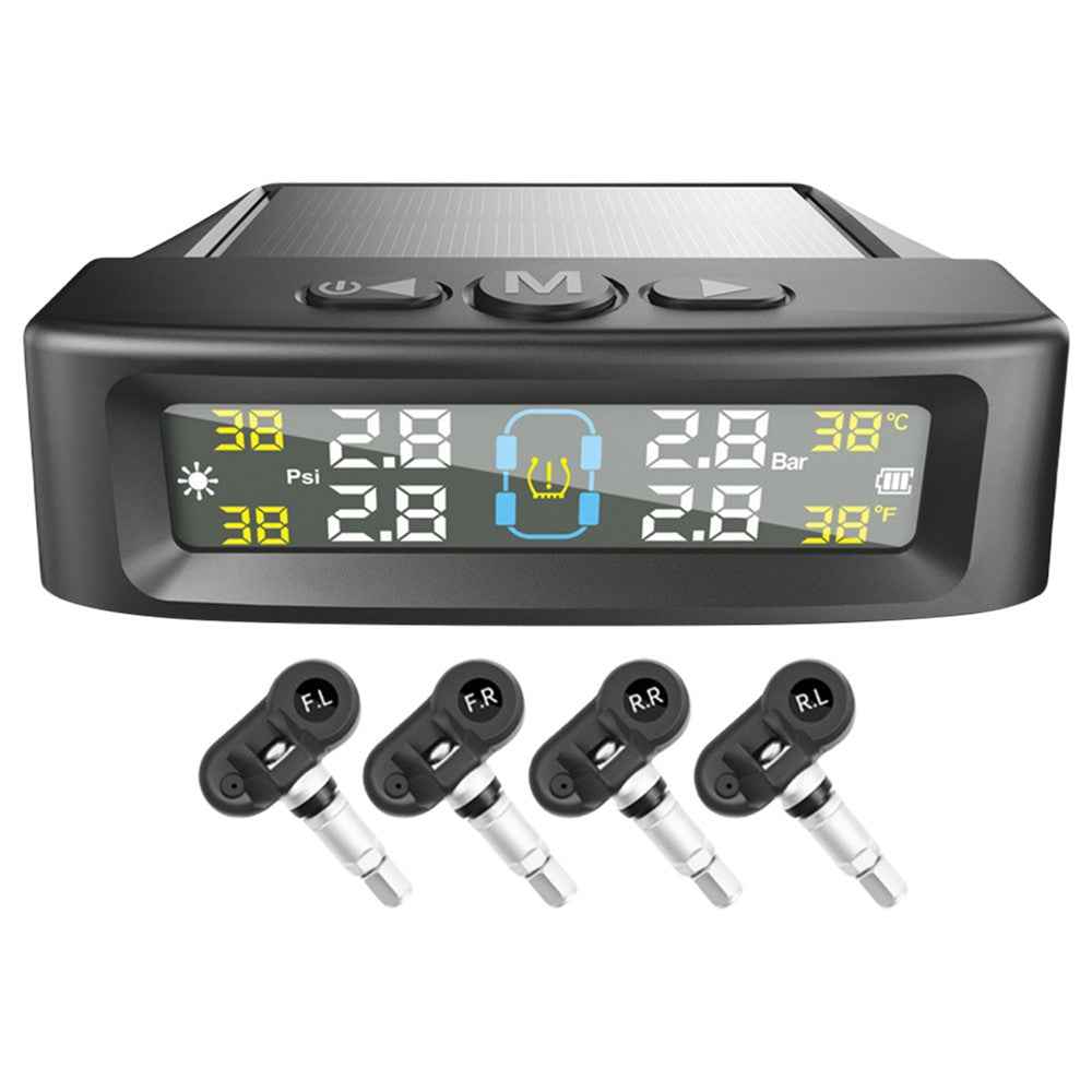 T12 TPMS Tire Pressure Monitoring System for Cars Real Time Display Solar  /  USB Charging with 4 Internal Sensors
