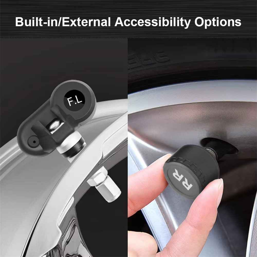 T12 TPMS Tire Pressure Monitoring System for Cars Real Time Display Solar  /  USB Charging with 4 Internal Sensors
