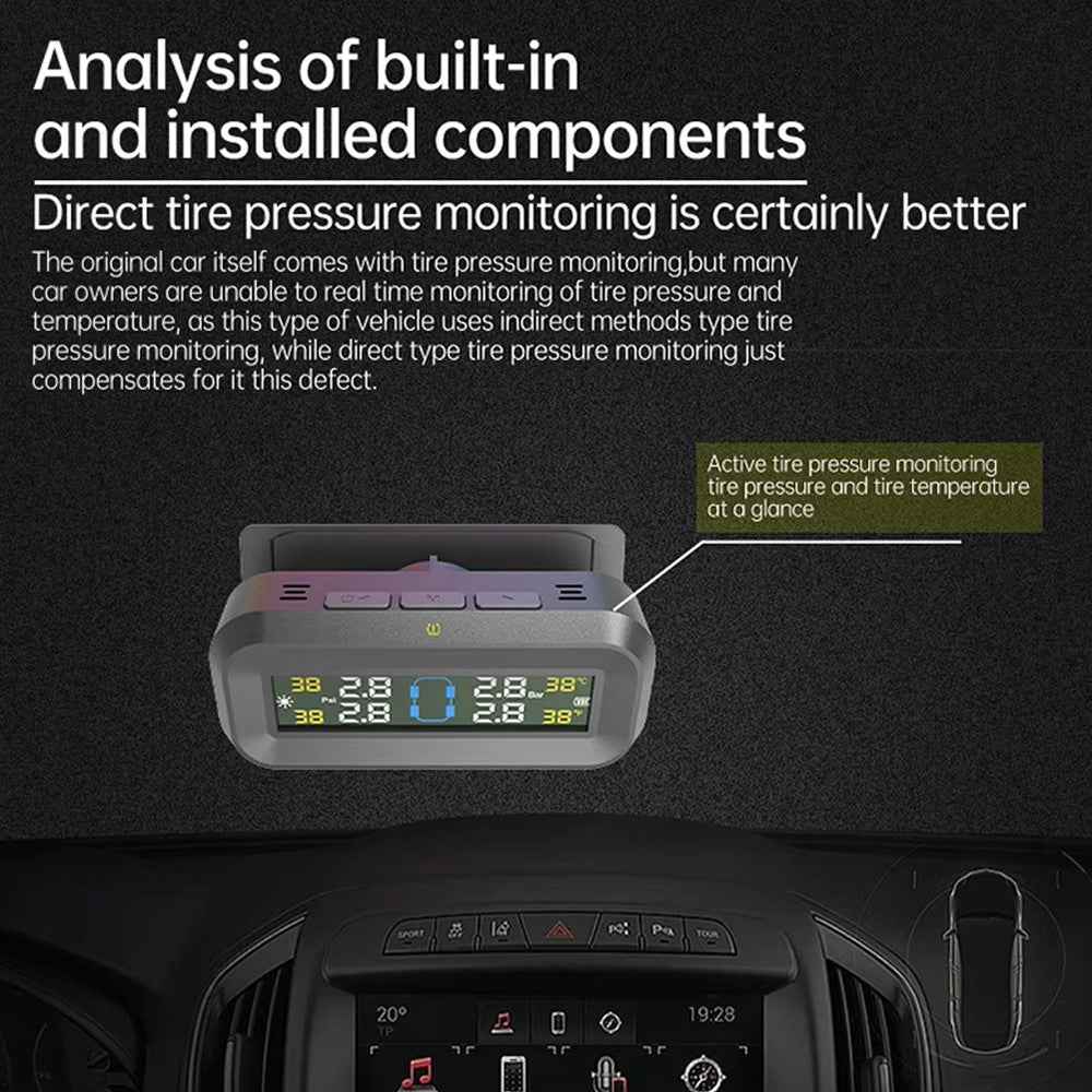 T14 Solar  /  USB Charging Tire Pressure Monitoring System Car TPMS with 4 Internal Sensors