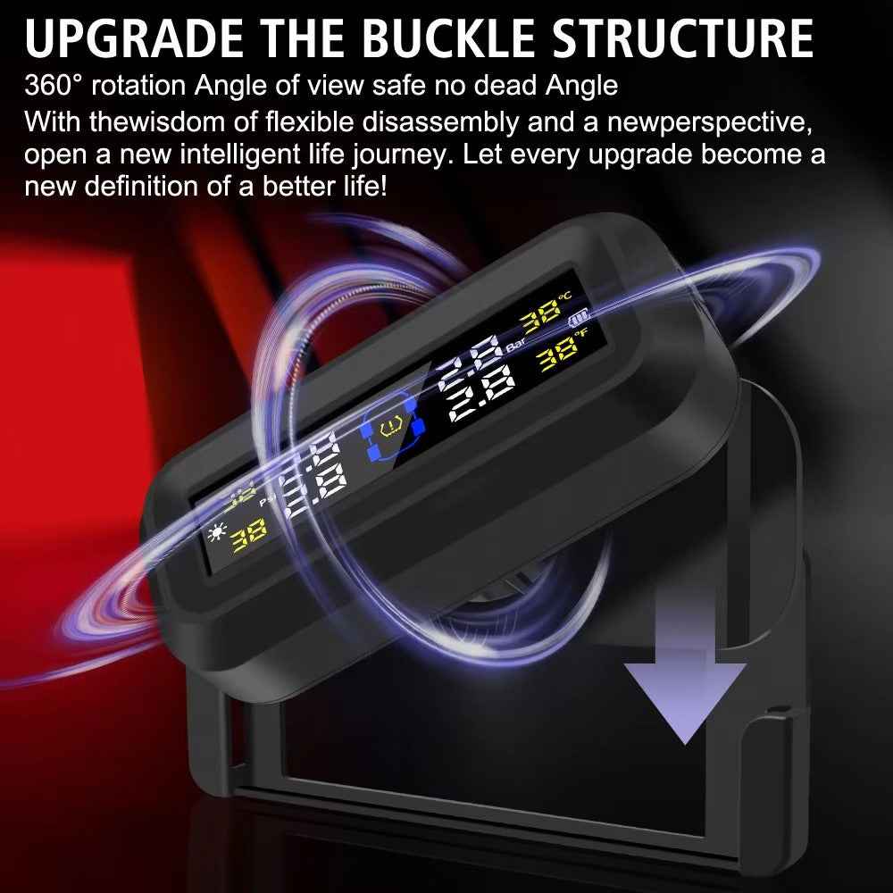 T13 Car TPMS Real Time Display Solar  /  USB Charging Tire Pressure Monitoring System with 4 External Sensors
