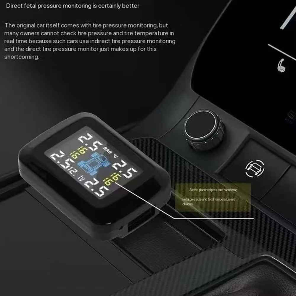 TY09 Car Tire Pressure Monitor TPMS Cigarette Lighter Real-Time Monitoring Device with 4 External Sensors