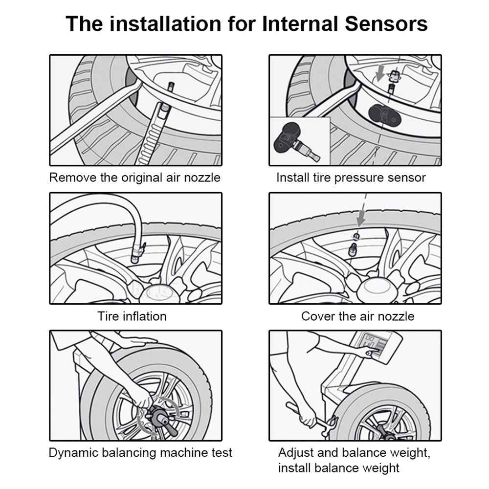 TY07 Solar Powered TPMS Wireless Car Tire Pressure Monitoring System with 4 Internal Sensors
