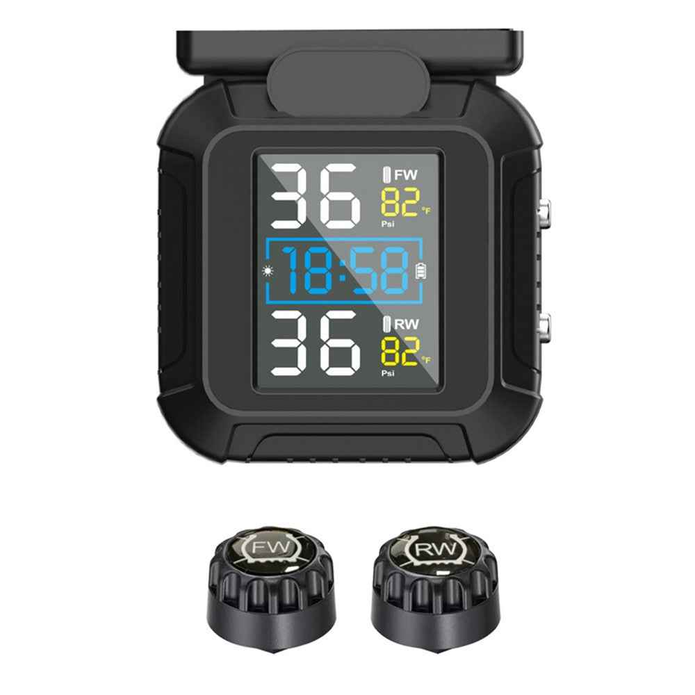 MT20 USB / Solar Charging Motorcycle TPMS Tire Pressure Monitoring System with Real Time Display