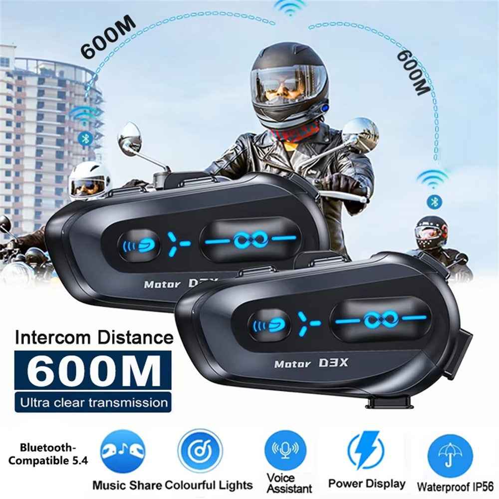 D3X For Motorcycle Helmet Bluetooth-compatible Headset 600m Half Duplex Intercom System - Soft Mic