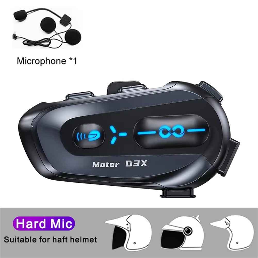 D3X For Motorcycle Helmet Bluetooth-compatible Headset 600m Half Duplex Intercom System - Hard Mic
