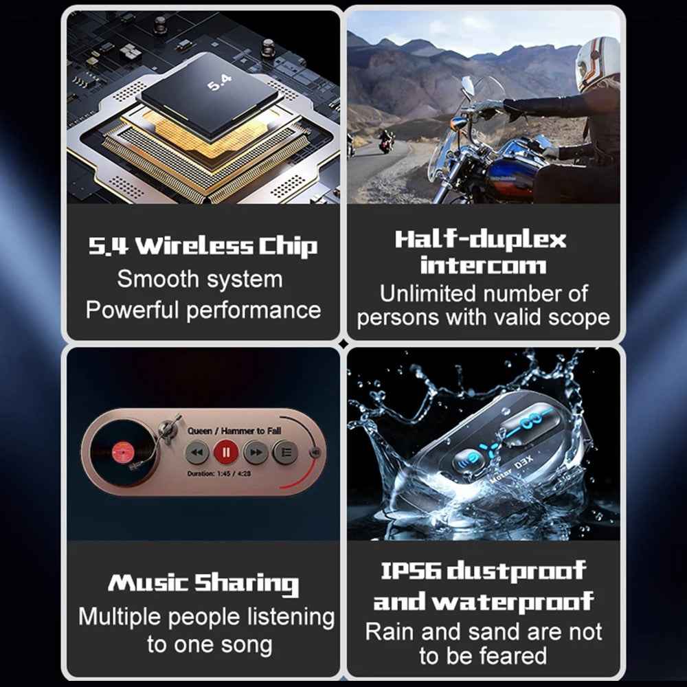 D3X For Motorcycle Helmet Bluetooth-compatible Headset 600m Half Duplex Intercom System - Hard Mic