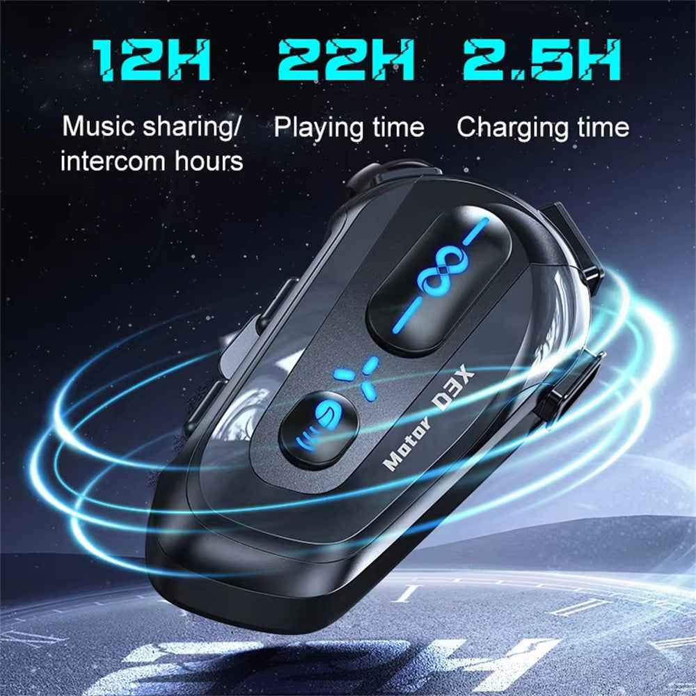 D3X For Motorcycle Helmet Bluetooth-compatible Headset 600m Half Duplex Intercom System - Hard Mic