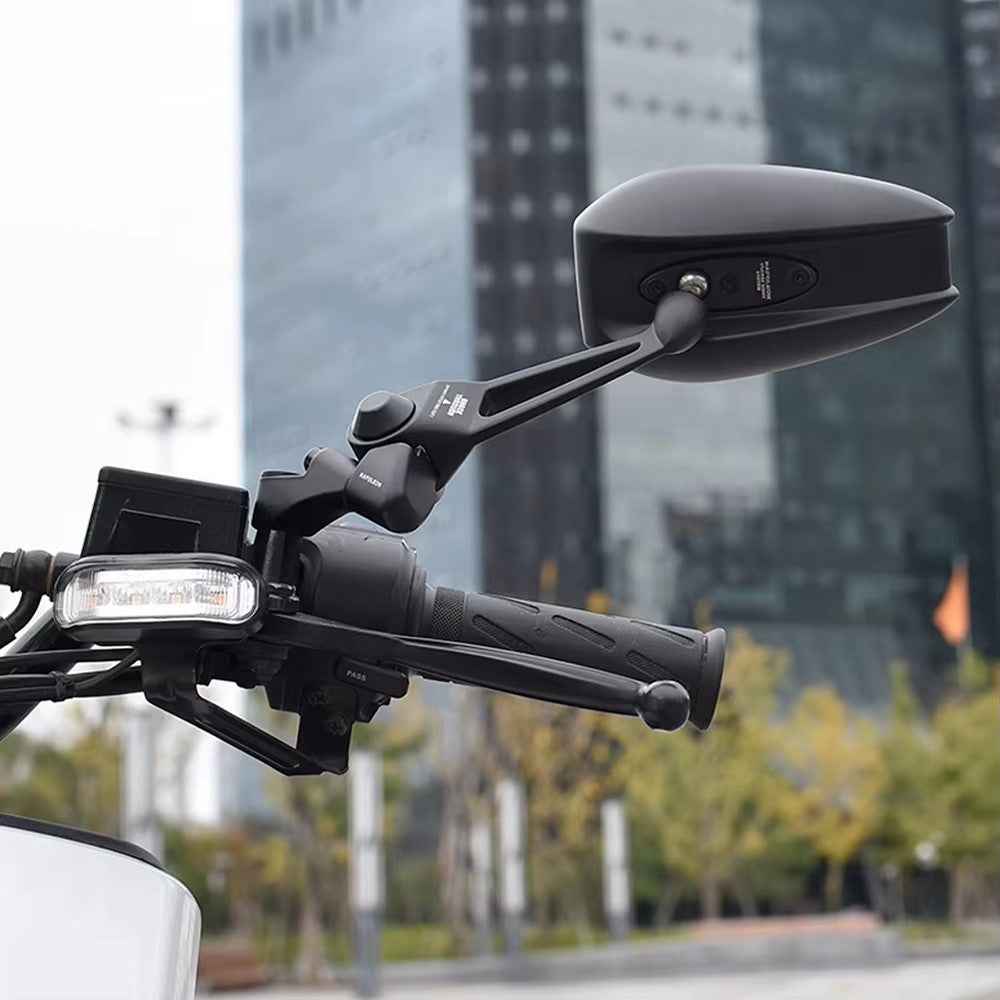 AOS4 Rotatable Side Mirror for Motorcycle Plastic + Aluminum Universal Rearview Mirror, White