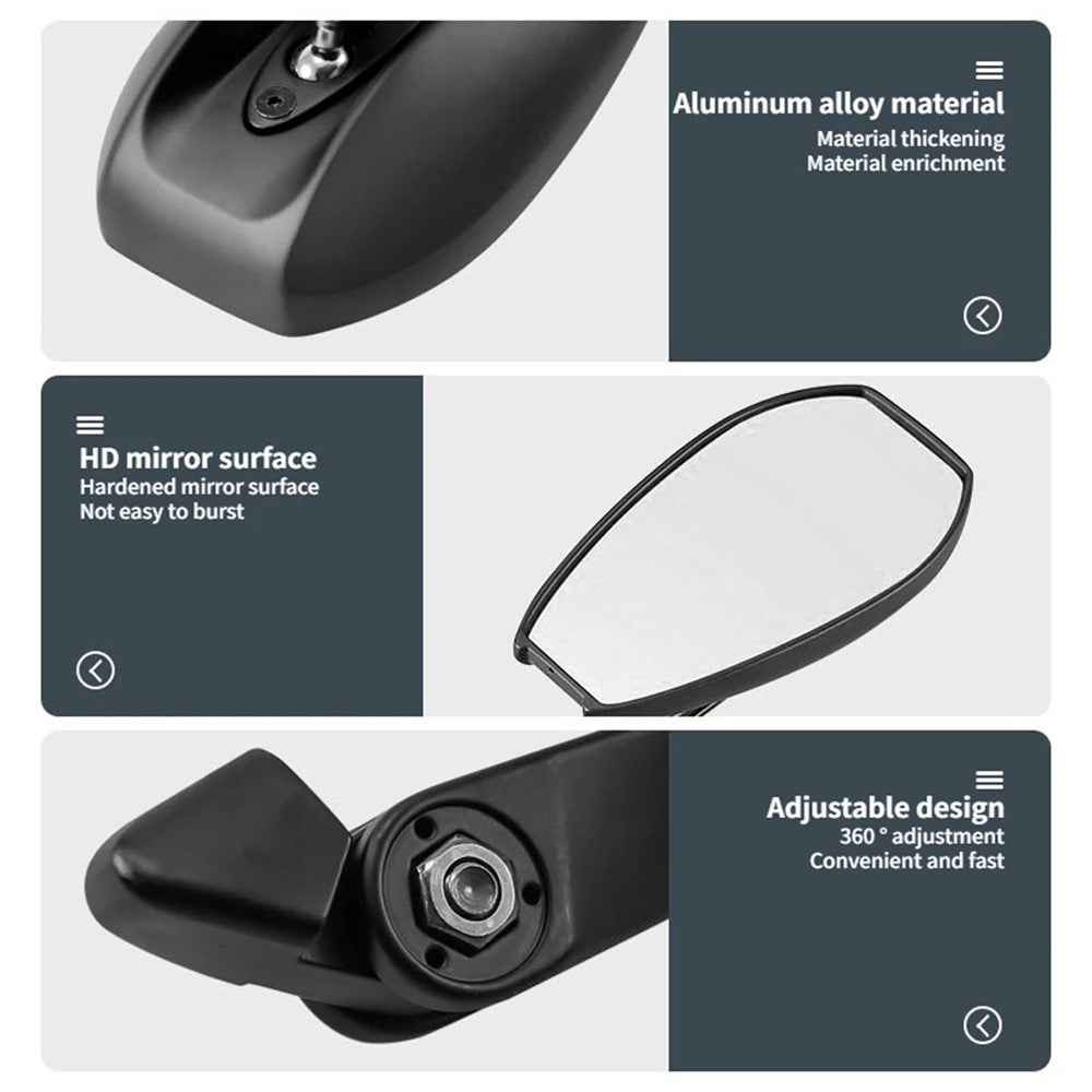 AOS4 Rotatable Side Mirror for Motorcycle Plastic + Aluminum Universal Rearview Mirror, White