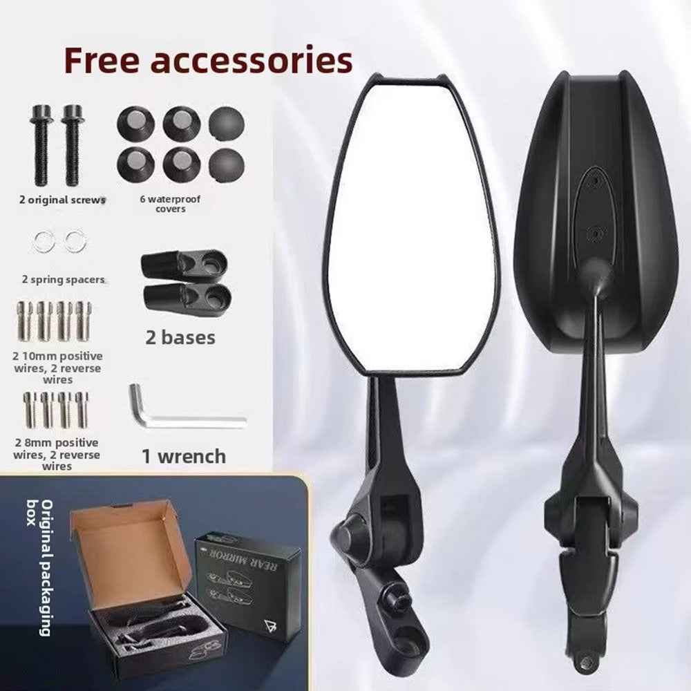 AOS4 Rotatable Side Mirror for Motorcycle Plastic + Aluminum Universal Rearview Mirror, White