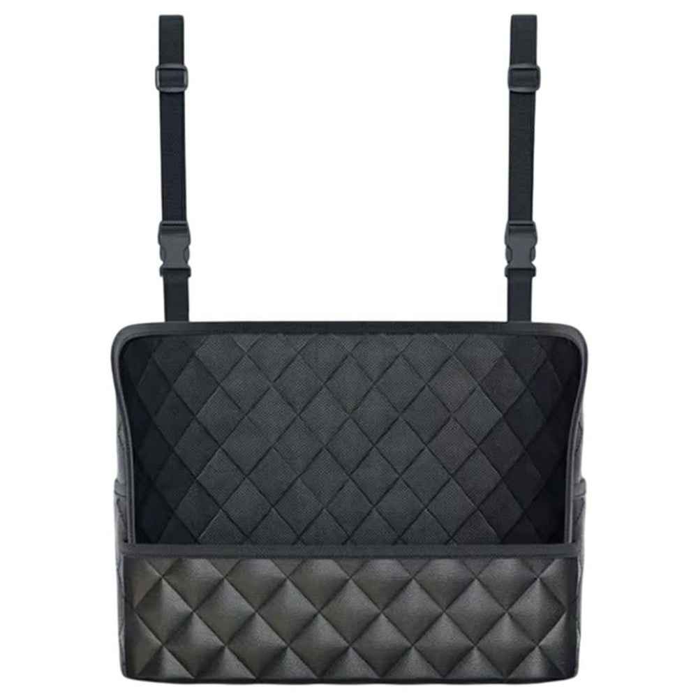Dual Pocket Design Car Seat Storage Bag Embroidery PU Leather Hanging Organizer Between Back Seats