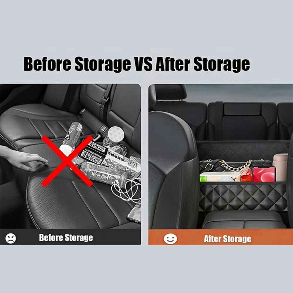 Dual Pocket Design Car Seat Storage Bag Embroidery PU Leather Hanging Organizer Between Back Seats