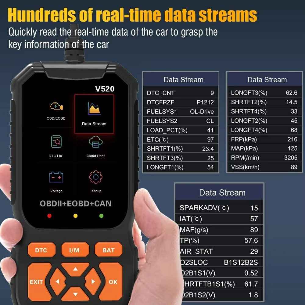 V520 2.8 Inch TFT Color Screen OBD2 Car Diagnostic Scanner for 1996 and Later Vehicles Engine Check Fault Codes Reader
