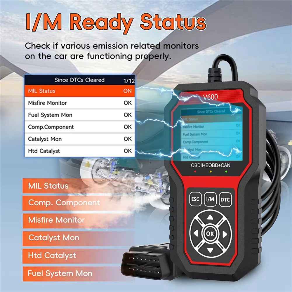 V600 OBD2 Car Diagnostic Scanner Battery Tester Engine Fault Code Reader Oxygen Sensor Diagnostic Tool