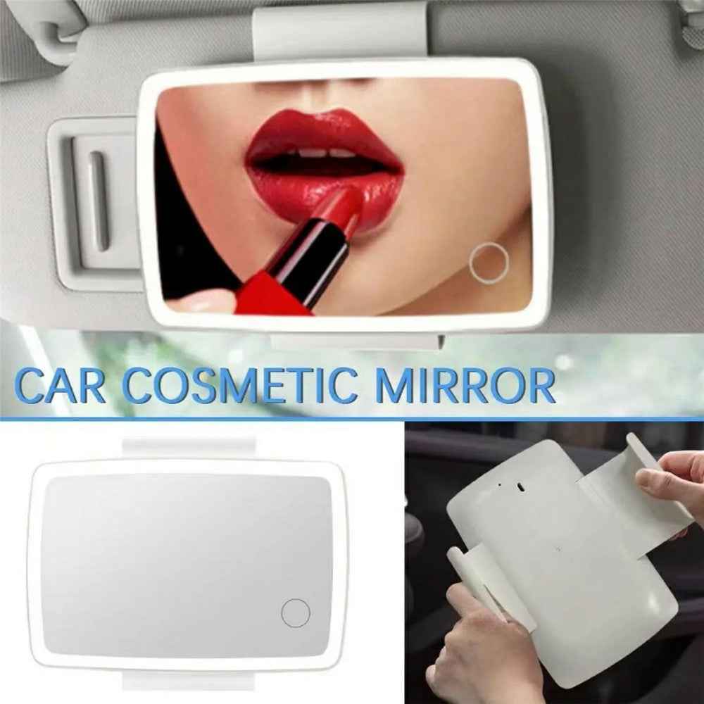 Car Sun Visor Mount Rechargeable LED Makeup Mirror Vehicle Interior Illuminated Vanity Mirror