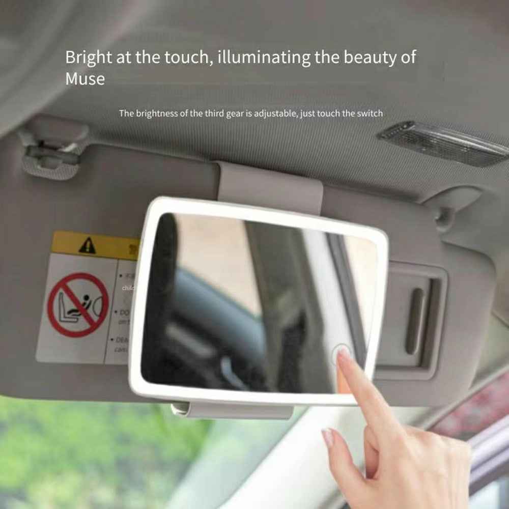 Car Sun Visor Mount Rechargeable LED Makeup Mirror Vehicle Interior Illuminated Vanity Mirror