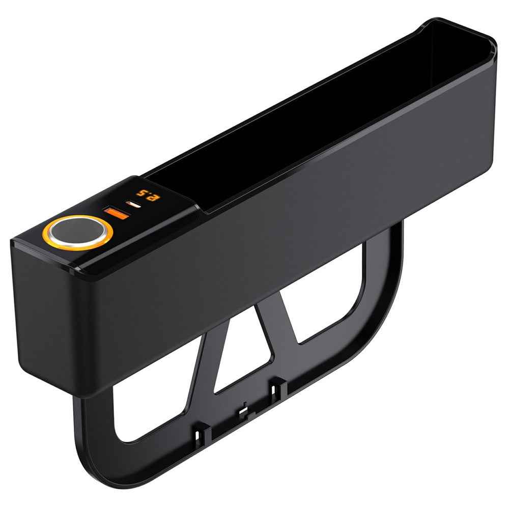 Car Seat Gap Filler Organizer with USB-A + USB-C Fast Charging Ports Multifunctional Storage Box - Black