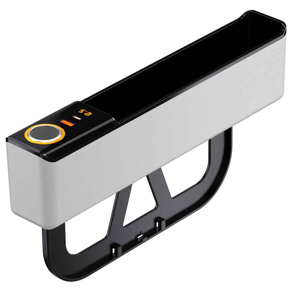 Car Seat Gap Filler Organizer with USB-A + USB-C Fast Charging Ports Multifunctional Storage Box - White