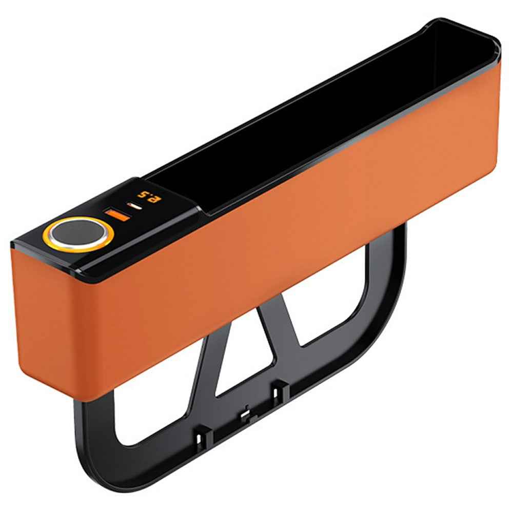 Car Seat Gap Filler Organizer with USB-A + USB-C Fast Charging Ports Multifunctional Storage Box - Orange