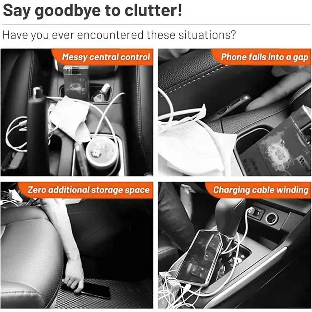 Car Seat Gap Filler Organizer with USB-A + USB-C Fast Charging Ports Multifunctional Storage Box - Orange