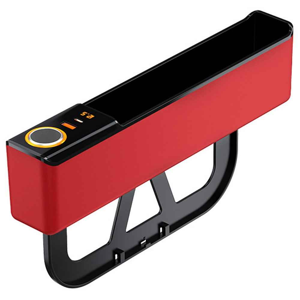 Car Seat Gap Filler Organizer with USB-A + USB-C Fast Charging Ports Multifunctional Storage Box - Red