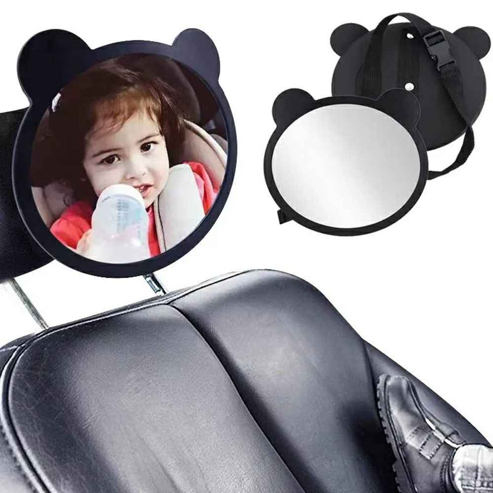 Cartoon Ears Design Baby Car Mirror for Rear Facing Infant Safety Seat Shatterproof Acrylic Backseat Observer