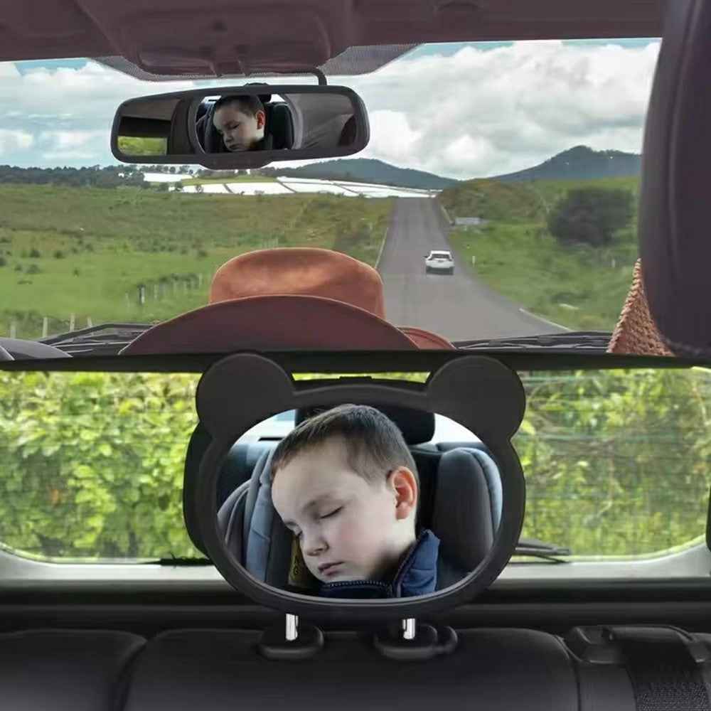 Cartoon Ears Design Baby Car Mirror for Rear Facing Infant Safety Seat Shatterproof Acrylic Backseat Observer