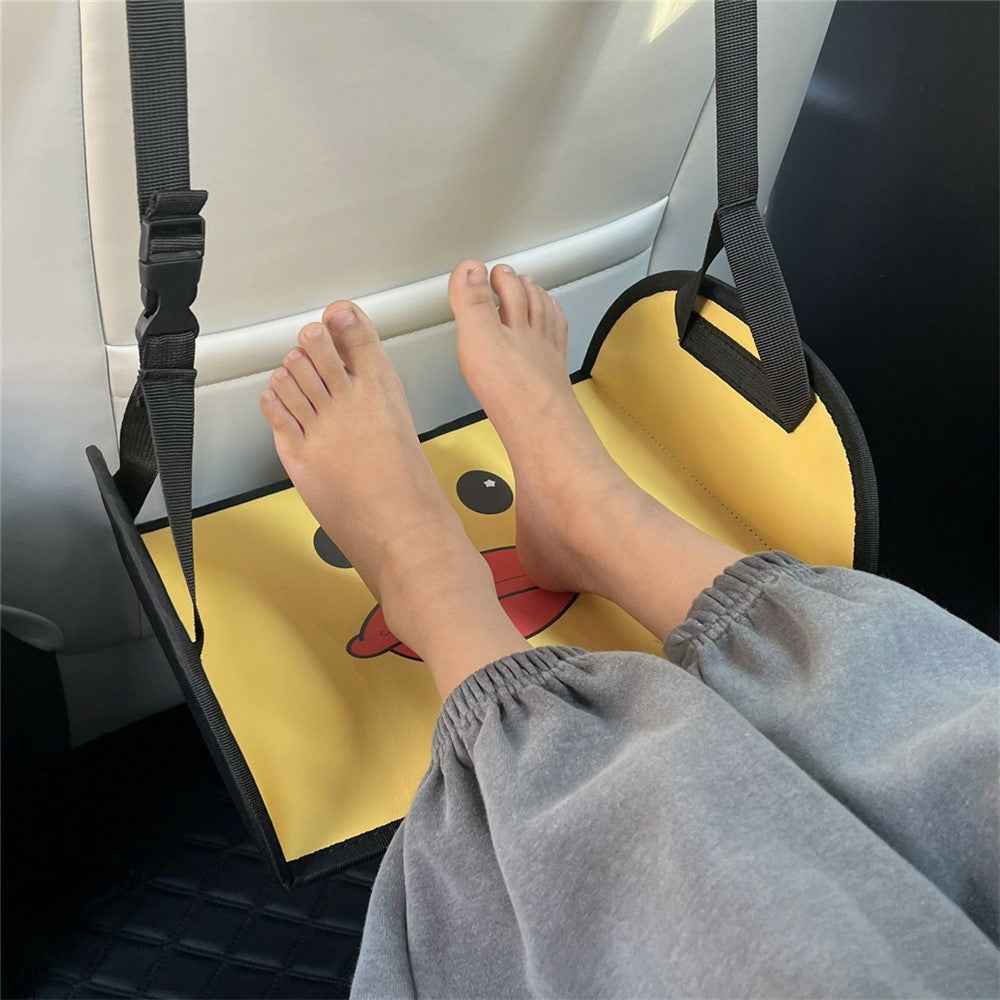 Cartoon Animal Portable Car Seat Footrest for Children Adjustable Height Back Seat Foot Support - Flower and Bear