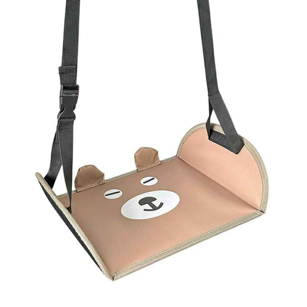 Cartoon Animal Portable Car Seat Footrest for Children Adjustable Height Back Seat Foot Support - Squinting Bear