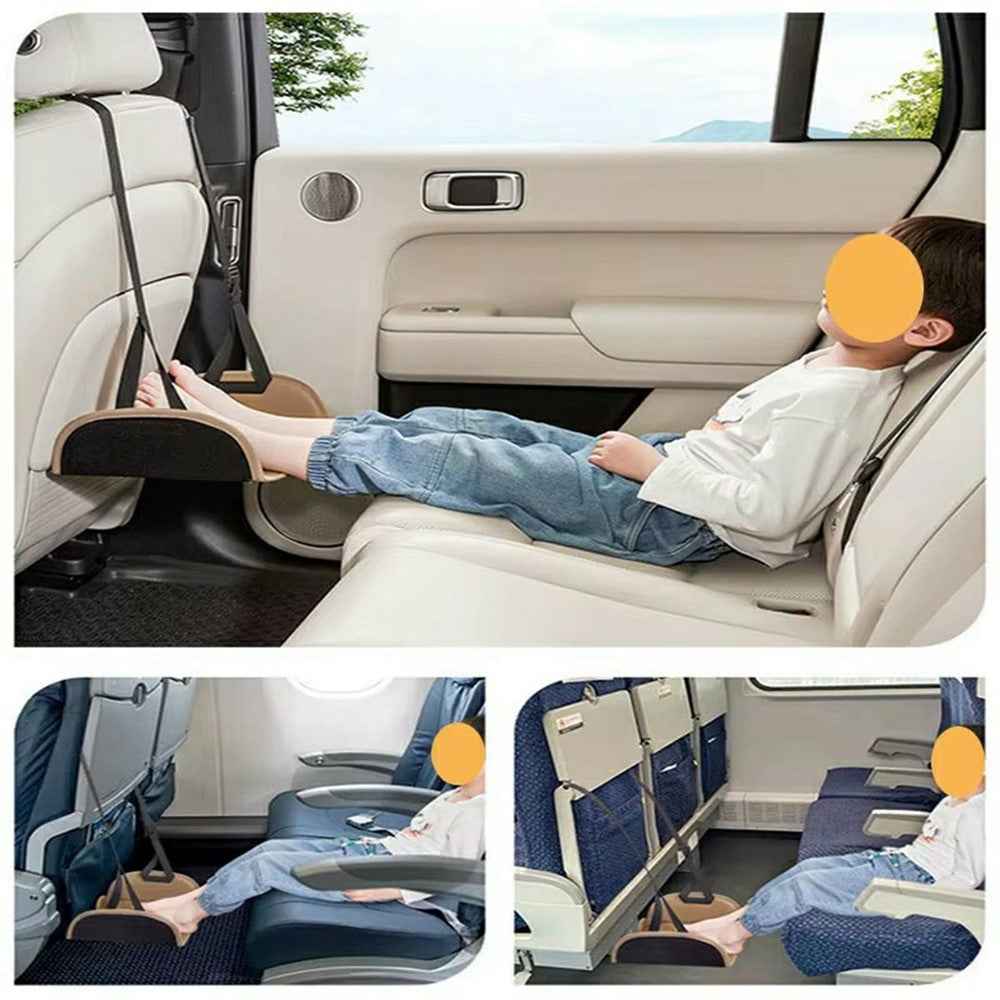 Cartoon Animal Portable Car Seat Footrest for Children Adjustable Height Back Seat Foot Support - Squinting Bear