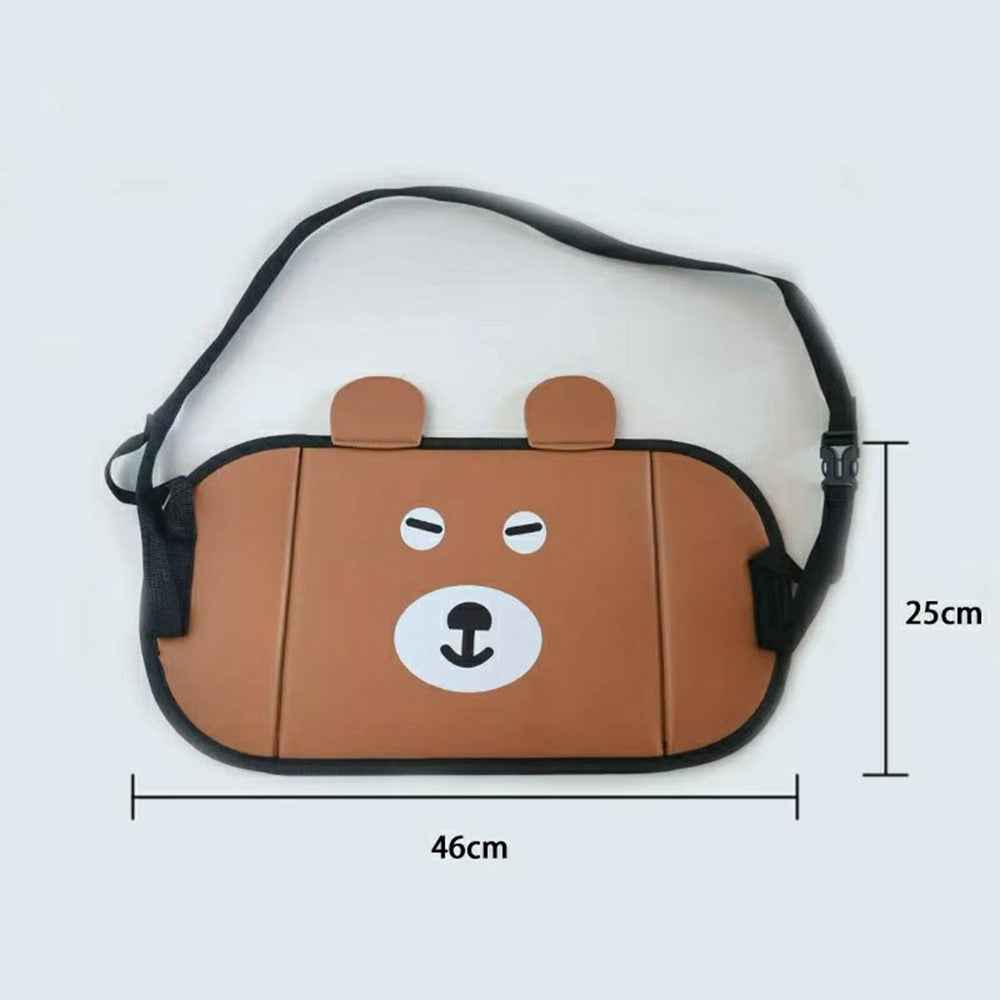 Cartoon Animal Portable Car Seat Footrest for Children Adjustable Height Back Seat Foot Support - Squinting Bear