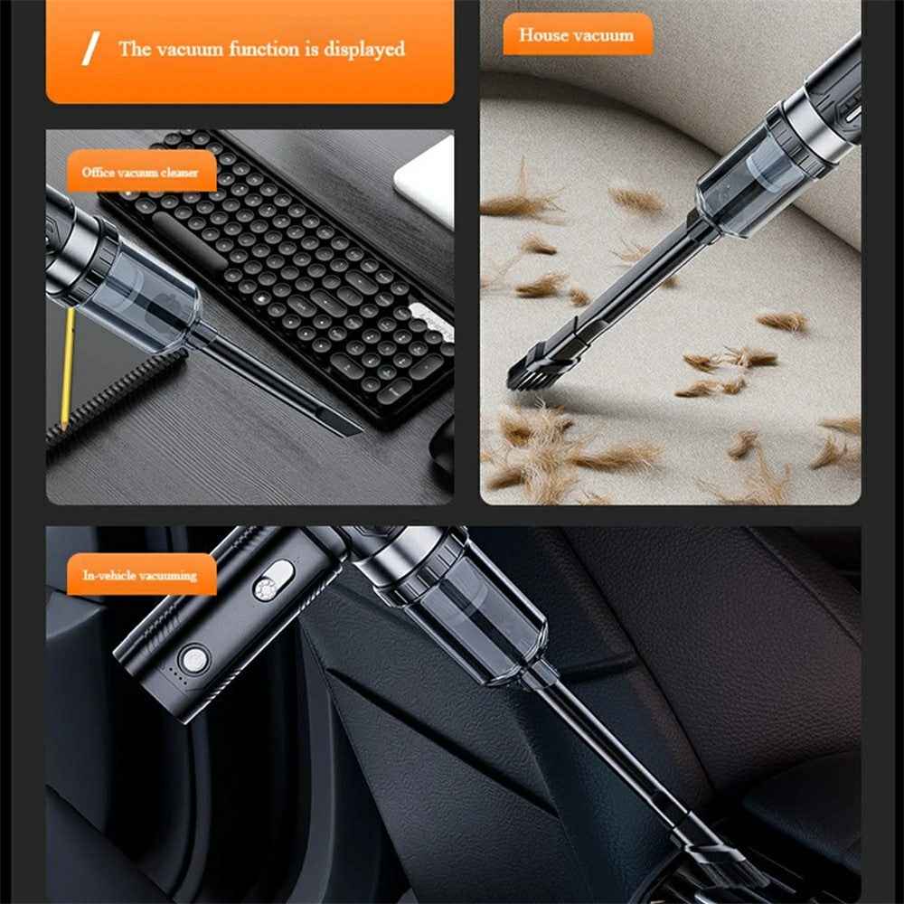 2 in 1 Car Wireless Handheld Turbofan 3 Gears Adjustable 4500Pa 100000 RPM High Speed Vacuum Blower - Black