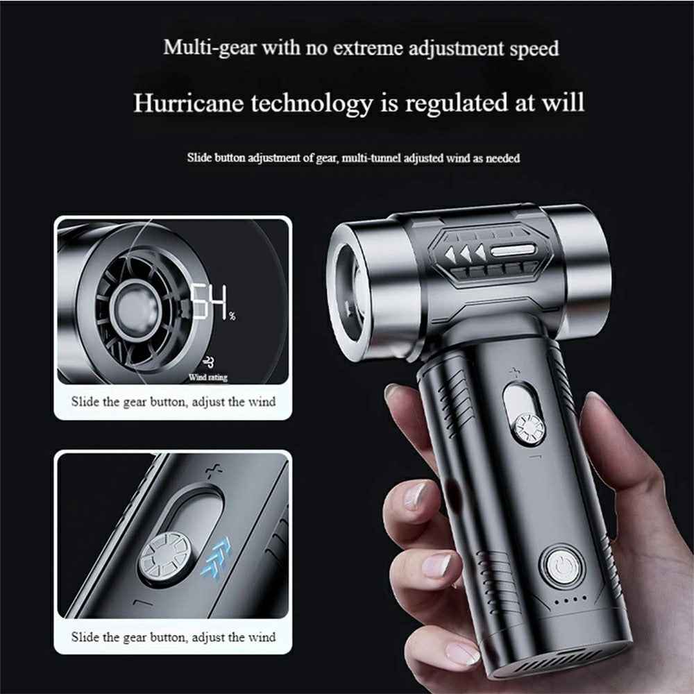 2 in 1 Car Wireless Handheld Turbofan 3 Gears Adjustable 4500Pa 100000 RPM High Speed Vacuum Blower - Black