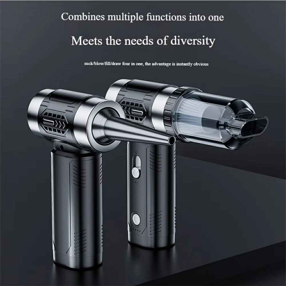 2 in 1 Car Wireless Handheld Turbofan 3 Gears Adjustable 4500Pa 100000 RPM High Speed Vacuum Blower - Black