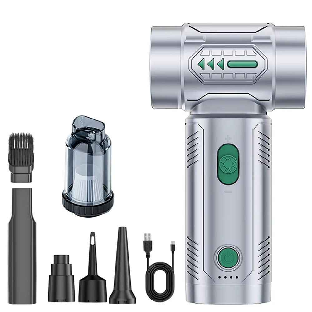 2 in 1 Car Wireless Handheld Turbofan 3 Gears Adjustable 4500Pa 100000 RPM High Speed Vacuum Blower - Silver